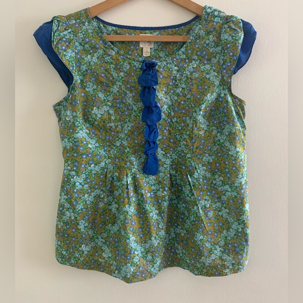 Flowered cap sleeve Anthropologie shirt